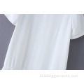 Wanita Murni Putih-Leher Gaun Renda A-line